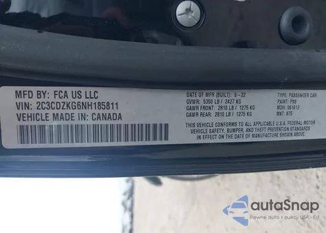 2022 Dodge Challenger Gt Awd from USA, damaged, VIN 2C3CDZKG6NH185811